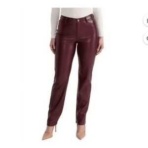 Joie Burgundy faux Leather Pants size 10